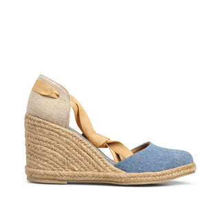 Alpargata de gamuza HELIA con listón y cuello redondo