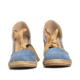 Alpargata de gamuza HELIA con listón y cuello redondo