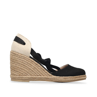 Alpargata de gamuza HELIA con listón y cuello redondo