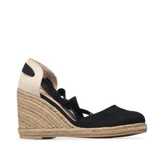 Alpargata de gamuza HELIA con listón y cuello redondo