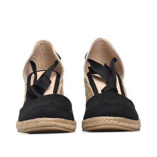 Alpargata de gamuza HELIA con listón y cuello redondo