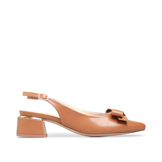 Zapatilla LOREY de tacón semi-abierto con detalle de moño