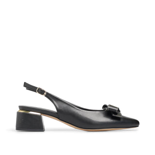 Zapatilla LOREY de tacón semi-abierto con detalle de moño