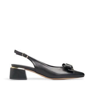 Zapatilla LOREY de tacón semi-abierto con detalle de moño