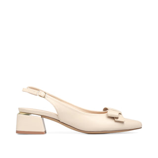 Zapatilla LOREY de tacón semi-abierto con detalle de moño