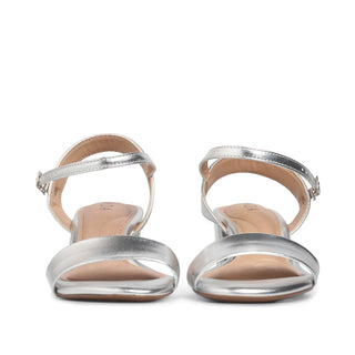 Sandalia de tacón bajo SKY de piel brillante