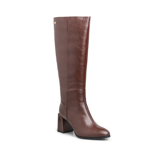 Bota alta STORM con tacón grueso efecto madera