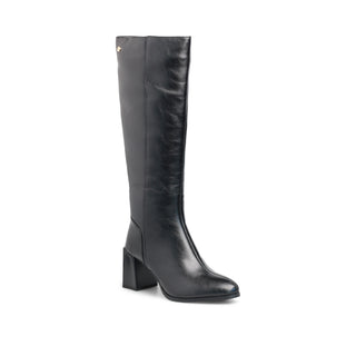 Bota alta STORM con tacón grueso efecto madera