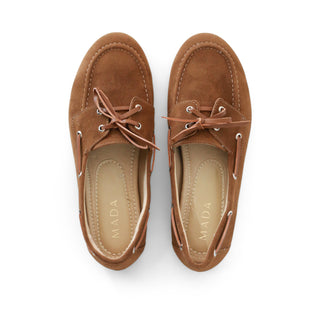 MOCASINES AMARA CON ACABADO GAMUZA Y PIEL.