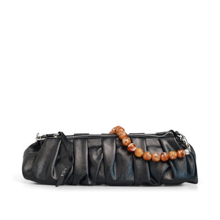 Bolsa baguette fruncida CASSIS con asa de perlas