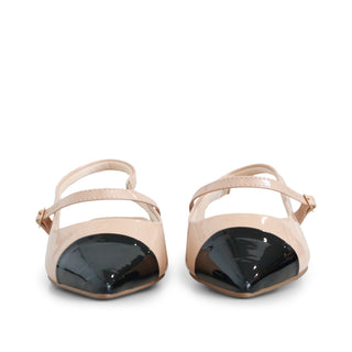 TACÓN DESTALONADO CEREZA CON PUNTA DE CHAROL