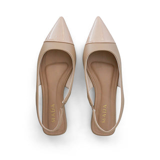 TACÓN DESTALONADO CEREZA CON PUNTA DE CHAROL