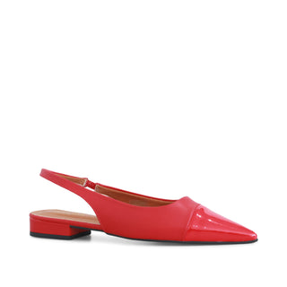 TACÓN DESTALONADO CEREZA CON PUNTA DE CHAROL