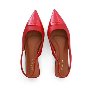 TACÓN DESTALONADO CEREZA CON PUNTA DE CHAROL