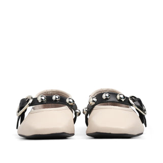 Balerina de piel CHERRY tira con abalorios metálicos