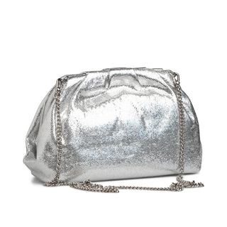 Clutch fruncido ESFERA con acabado metálico brillante