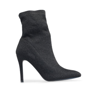 Botín de tacón fino alto LEO con tela elástica brillosa