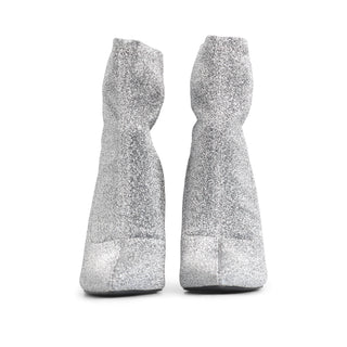 Botín de tacón fino alto LEO con tela elástica brillosa