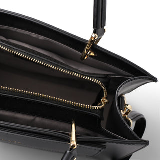 Bolsa tote OBSIDIANA con acabado de piel brillante