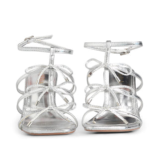 Sandalia de tacón PLISSE con detalle de moño