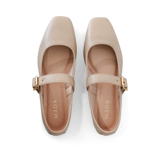 BALLERINA DE PIEL SABIA CON TIRA AJUSTABLE