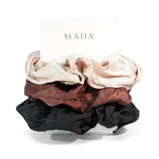 PACK DE LIGAS SCRUNCHIES SATINADOS EN TONOS NEUTROS