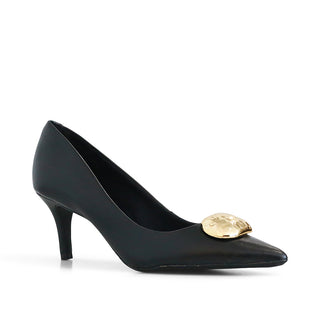 TACÓN DE PIEL SORAYA CON DETALLE DORADO FRONTAL