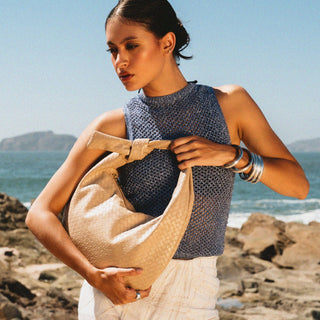 Bolso de hombro hobo JASPE beige texturizado
